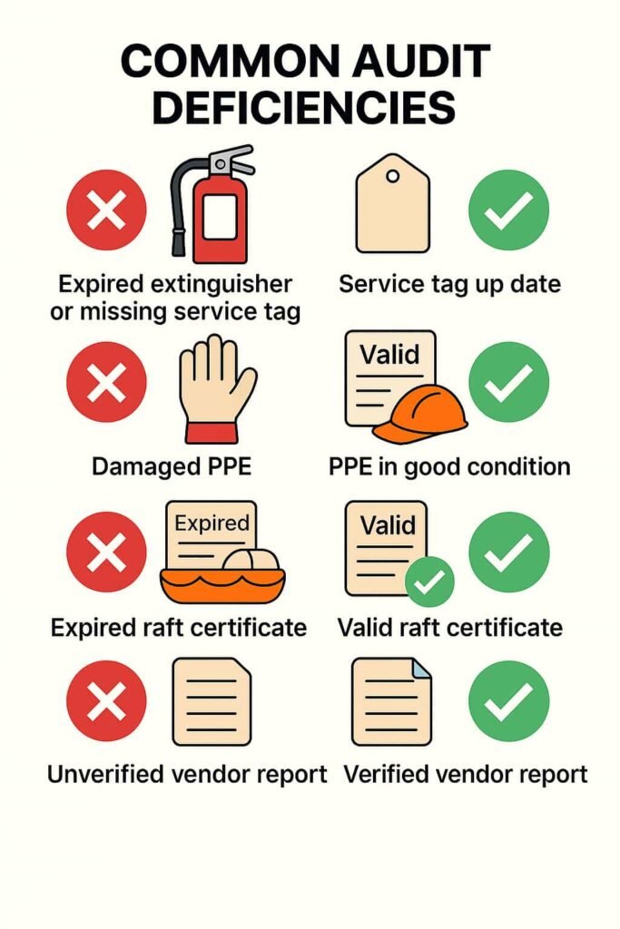 Audit deficiencies with check and cross